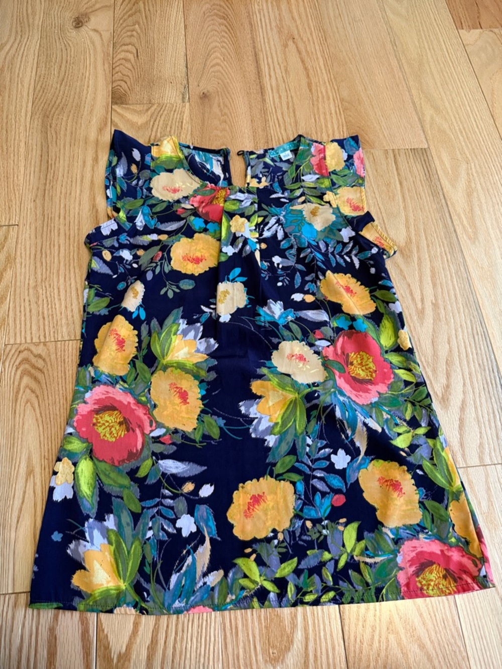 Pim & Larkin  Navy Floral Sleeveless top - Bright Multicolor - like new